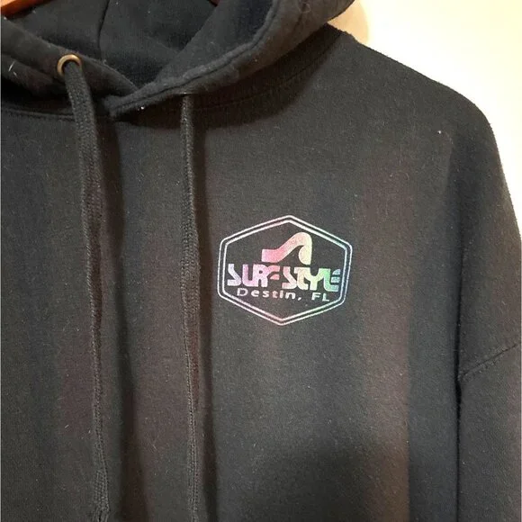 Pacific & Co. Surf Style Destin FL Hoodie X-Large Black Fleece Pullover Kangaroo - Picture 2 of 6